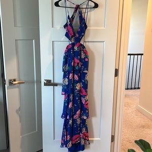 Express blue floral maxi dress. Size XXS. NWT.